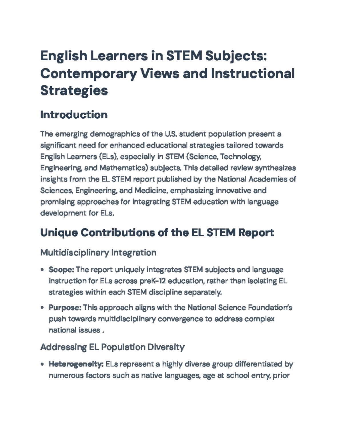 Enhancing STEM Education for English Learners: Instructional Strategies ...