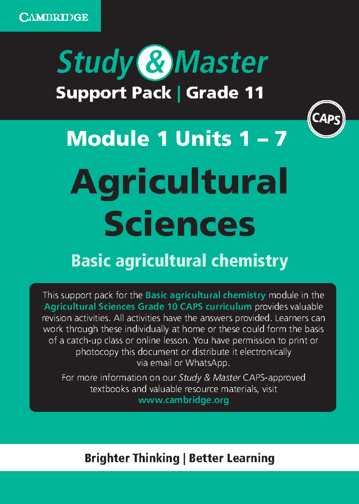 Support pack for Basic agricultural chemistry GR11 - This support pack ...