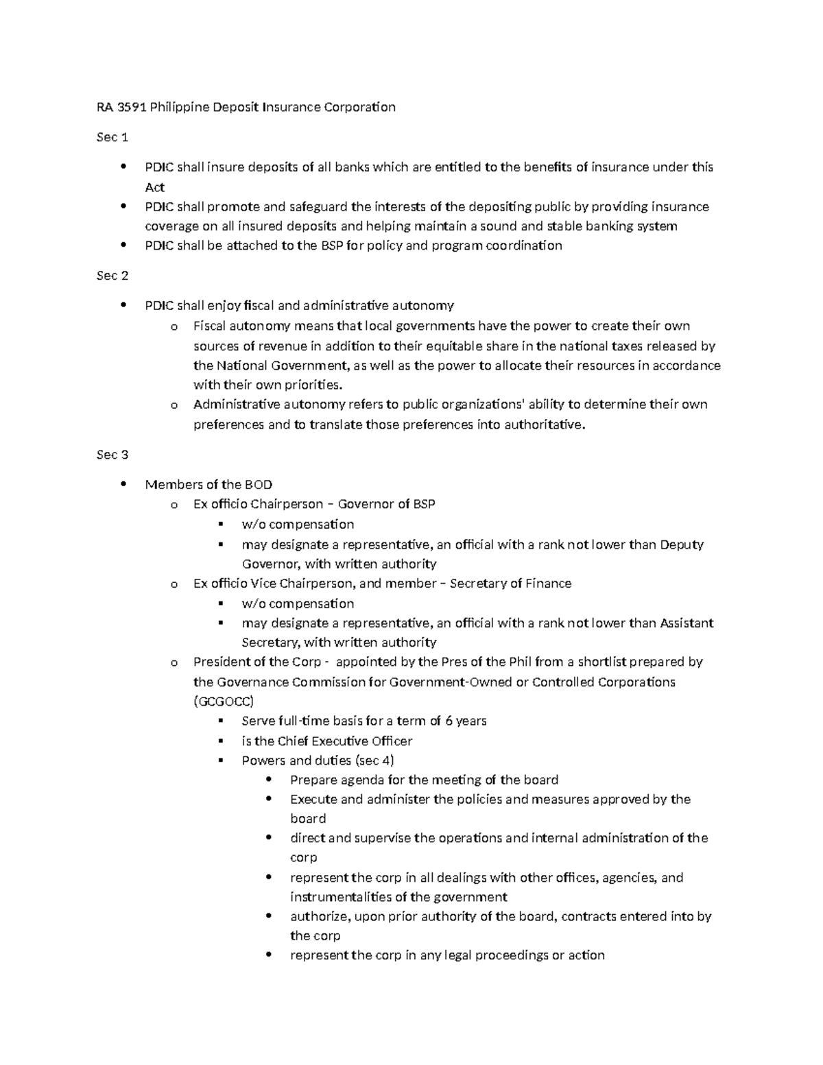 PDIC - Summary of the Philippine Deposit Insurance Corporation Act ...