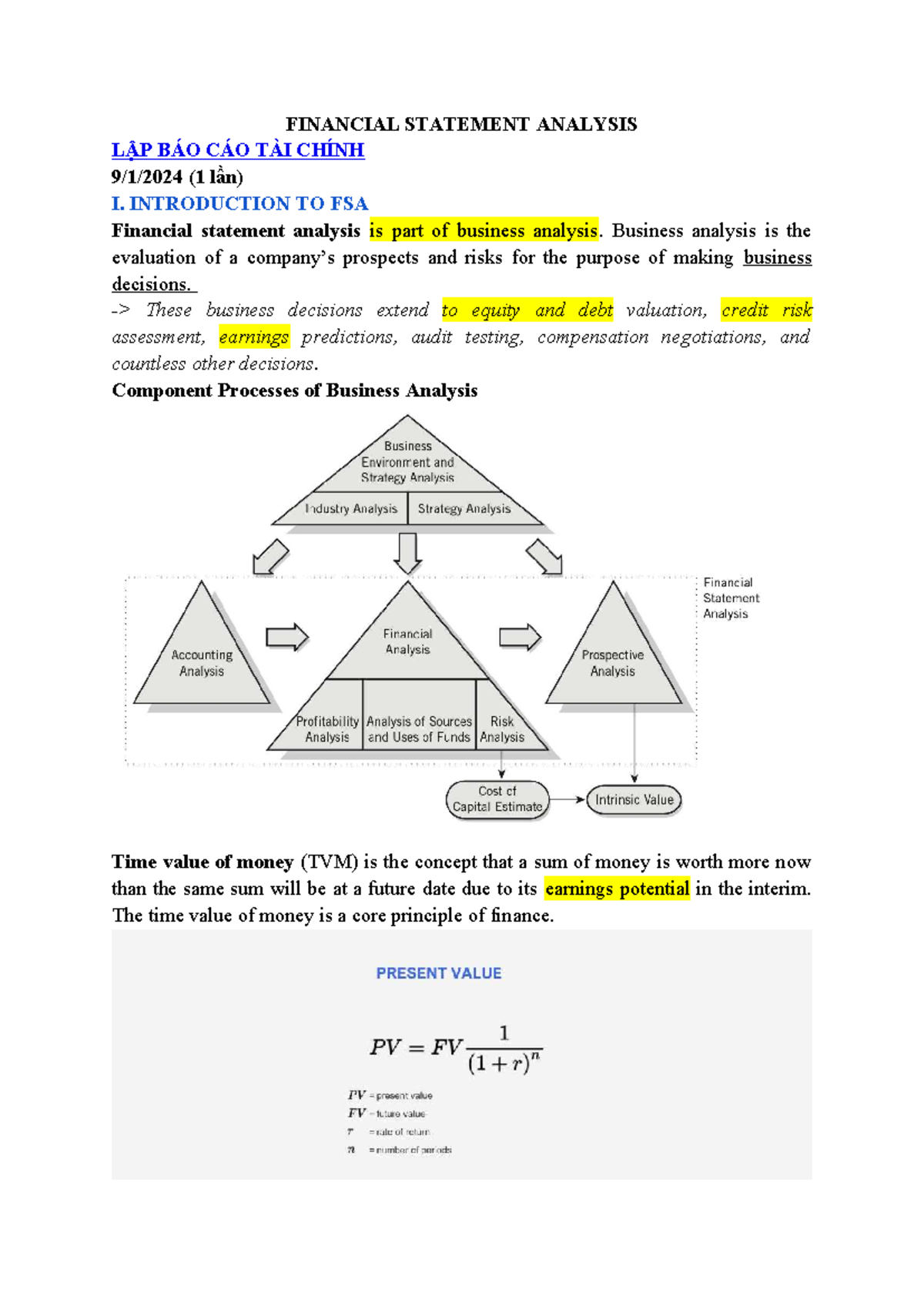 FIN 101: Financial Statement Analysis Overview and Key Concepts - Studocu