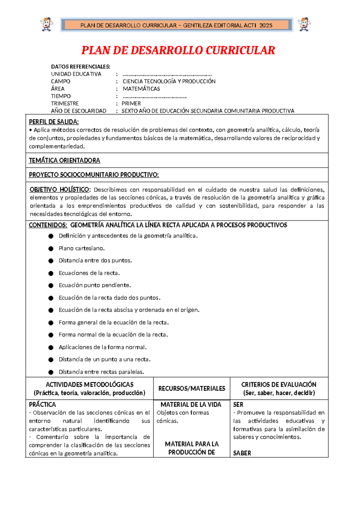 6to MAT PDC - Plan de Desarrollo Curricular en Matemáticas - Studocu