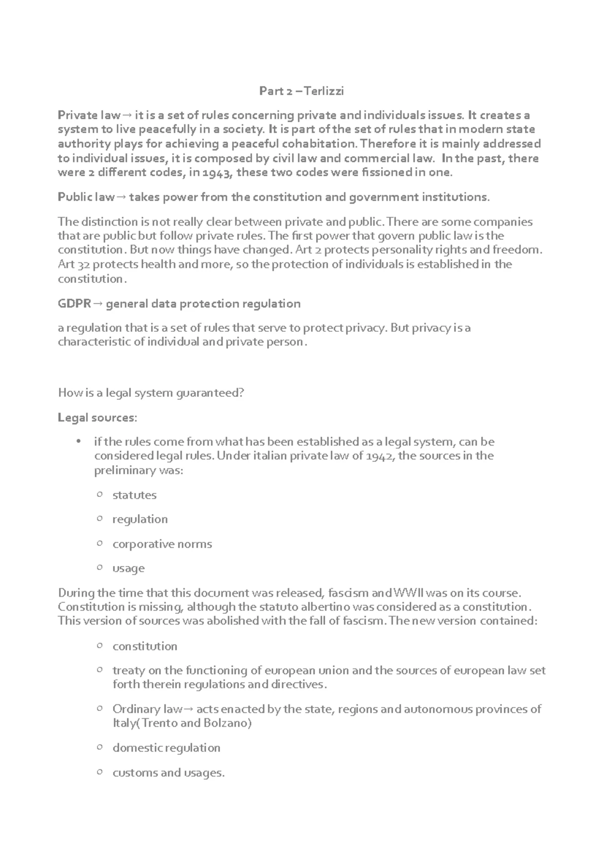 Private Law Notes: Key Concepts and Legal Frameworks (Terlizzi) - Studocu