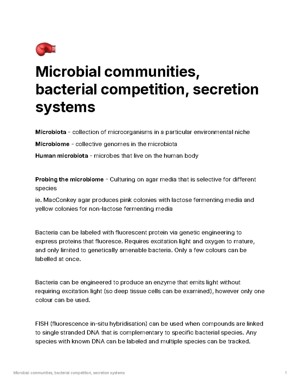 Microbial Communities and Secretion Systems: Competition and ...