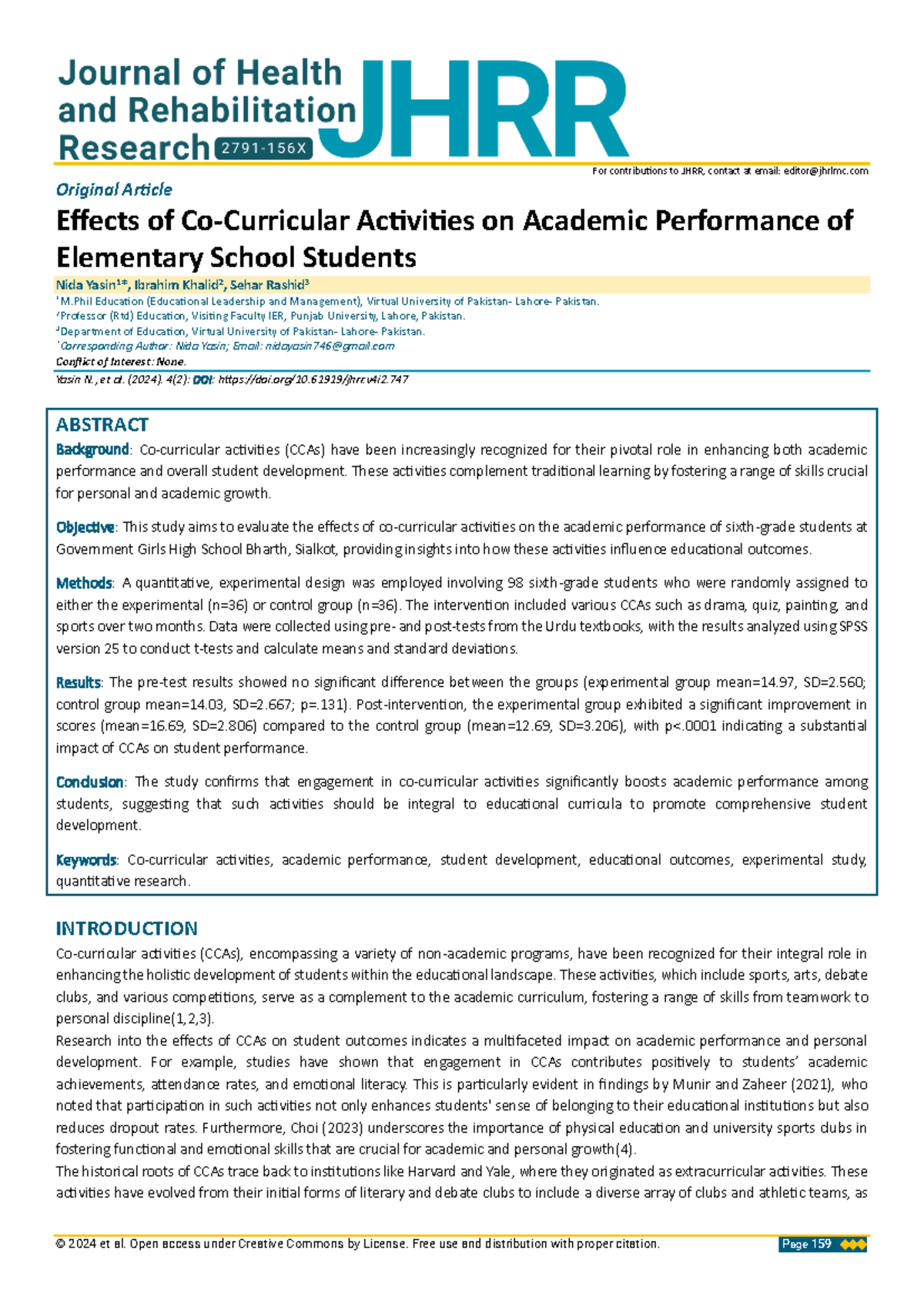 Effects of Co-Curricular Activities on Academic Performance (EDU 101 ...