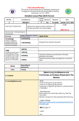 A Semi Detailed Lesson Plan Q3 W3 - Instructional Planning (The process ...