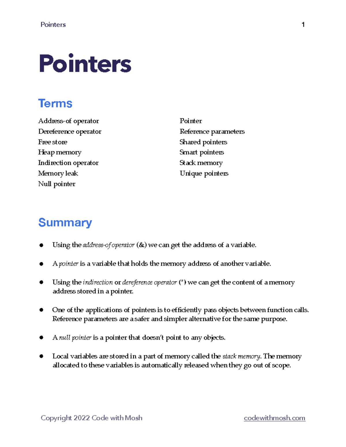 Pointers Overview and Memory Management Techniques - Studocu
