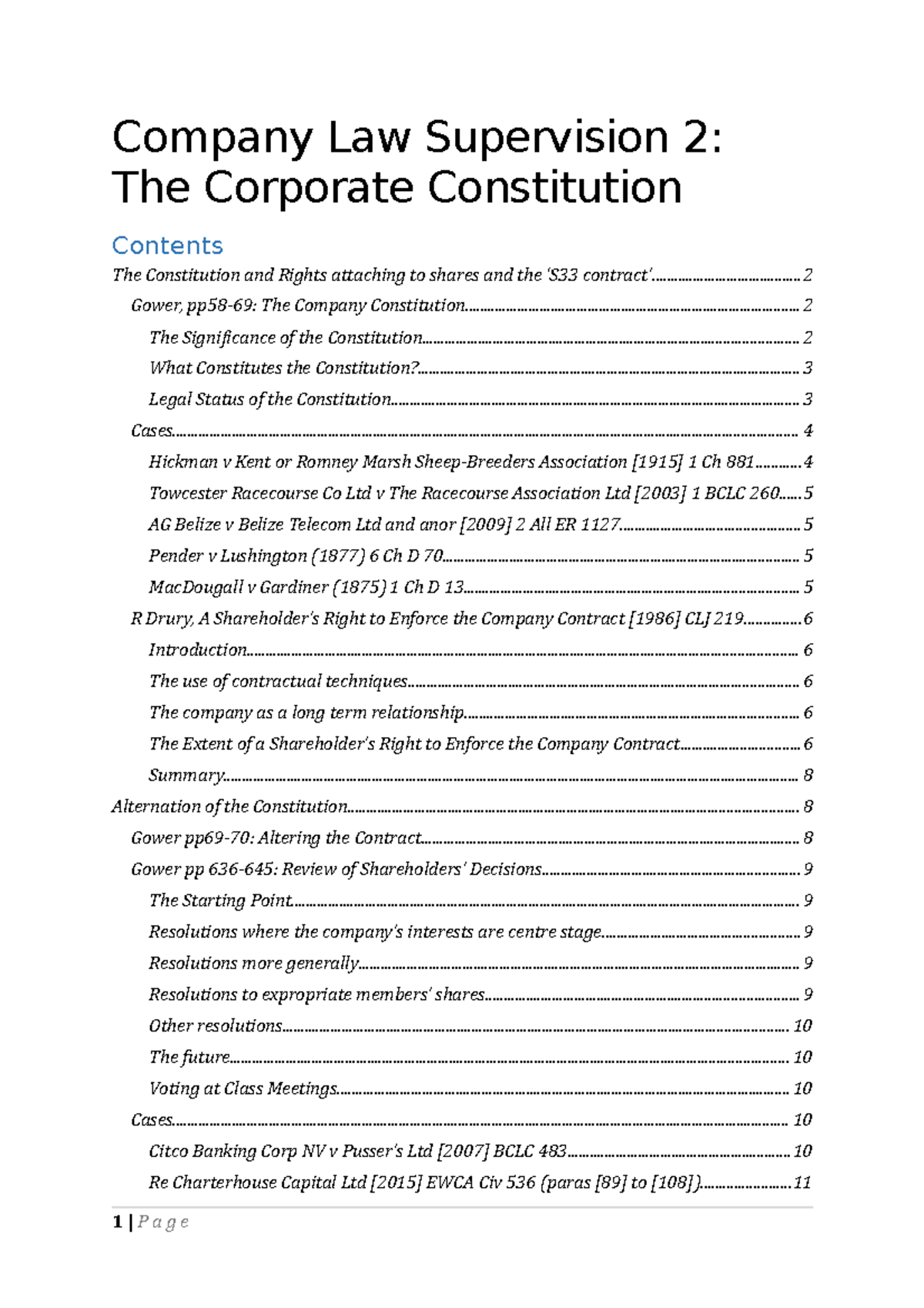 Company Law Supervision 2: Comprehensive Notes on Corporate ...