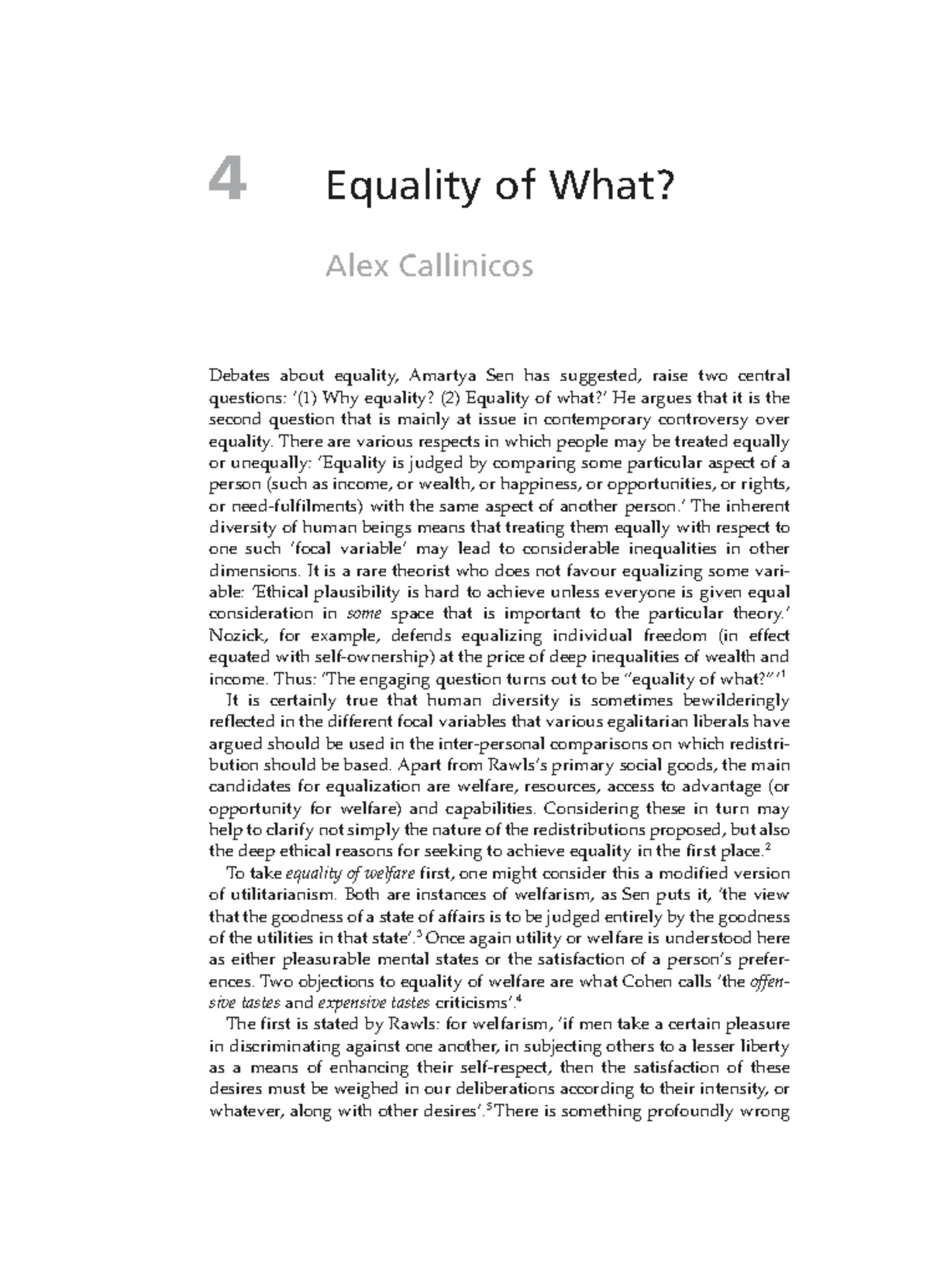 Equality of What? - Alex Callinicos - Studocu