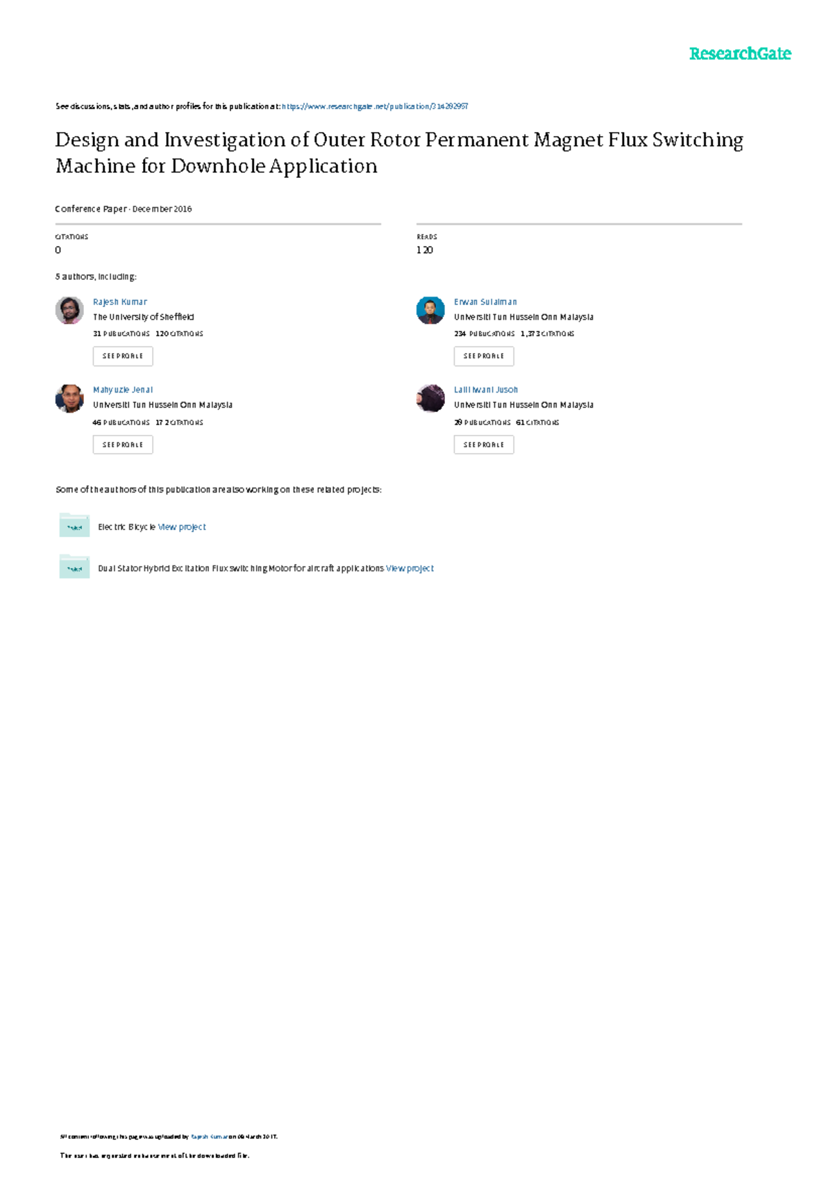 Designand Investigationof Outer Rotor Permanent Magnet Flux ...