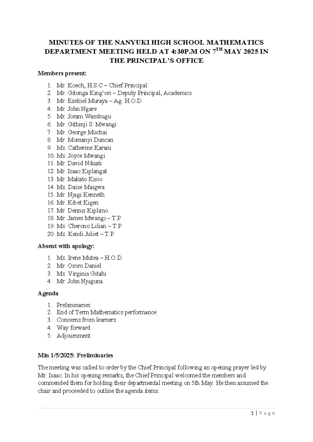 NANYUKI HIGH SCHOOL MATH FORM 2 C.A.T - 3RD JULY 2025 ADM 1 - Studocu
