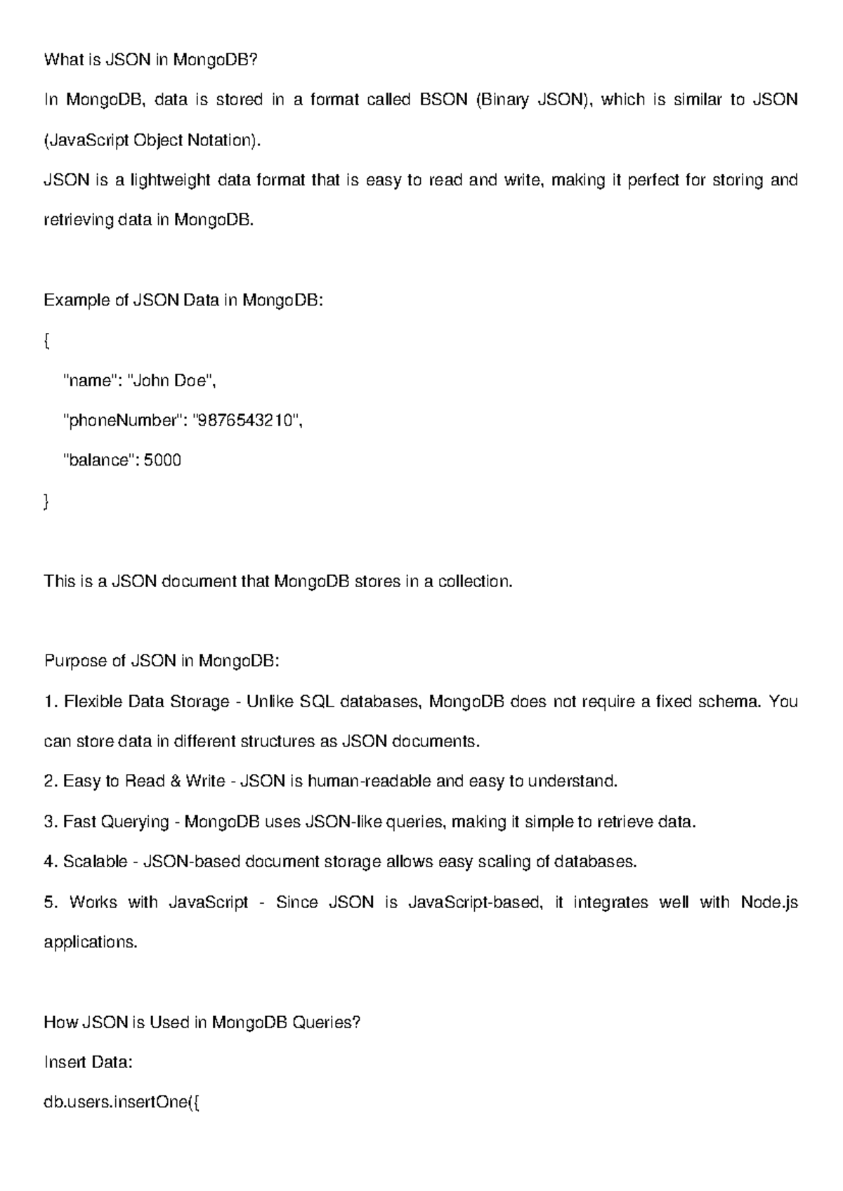 JSON in Mongo DB - best notes - What is JSON in MongoDB? In MongoDB ...