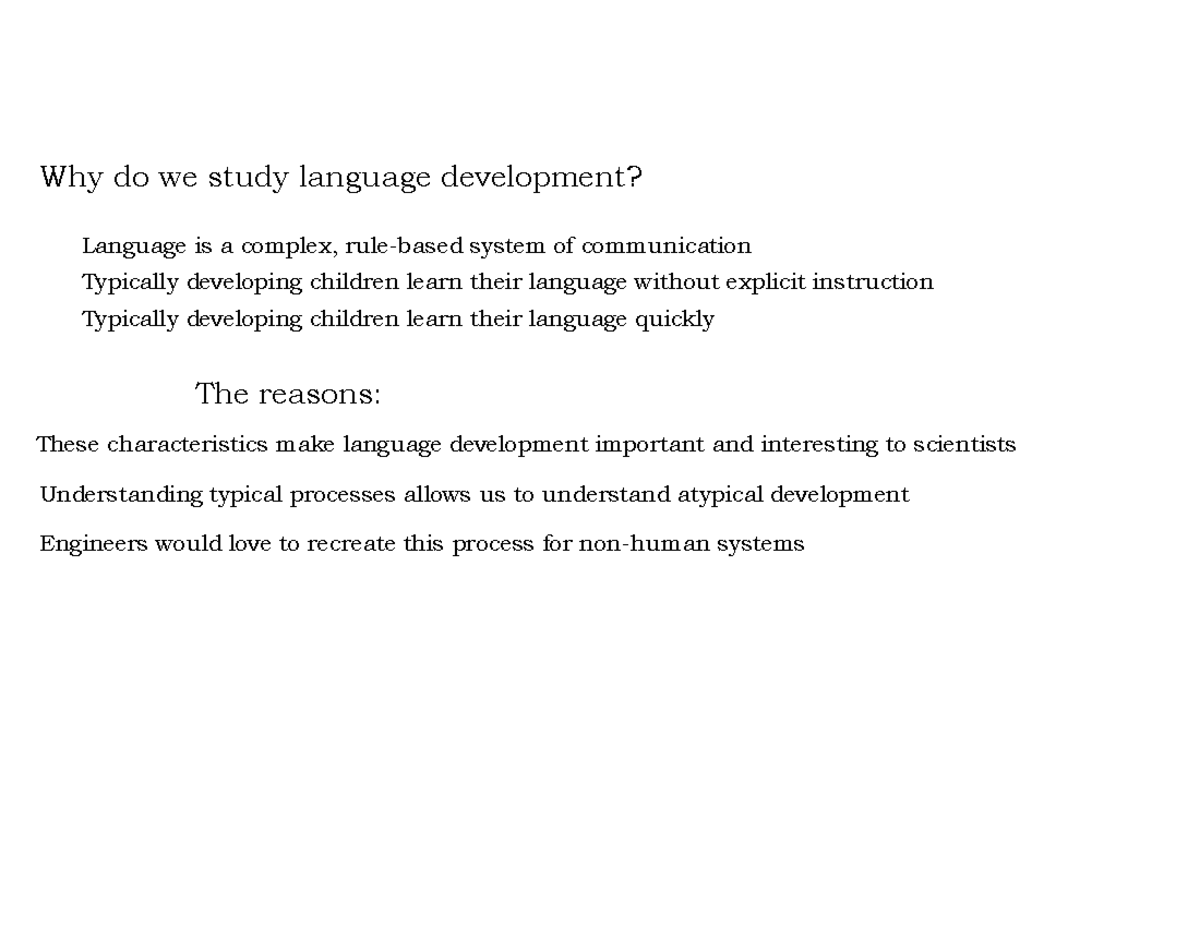 Language Development Overview: Theories & Research (300) - Studocu