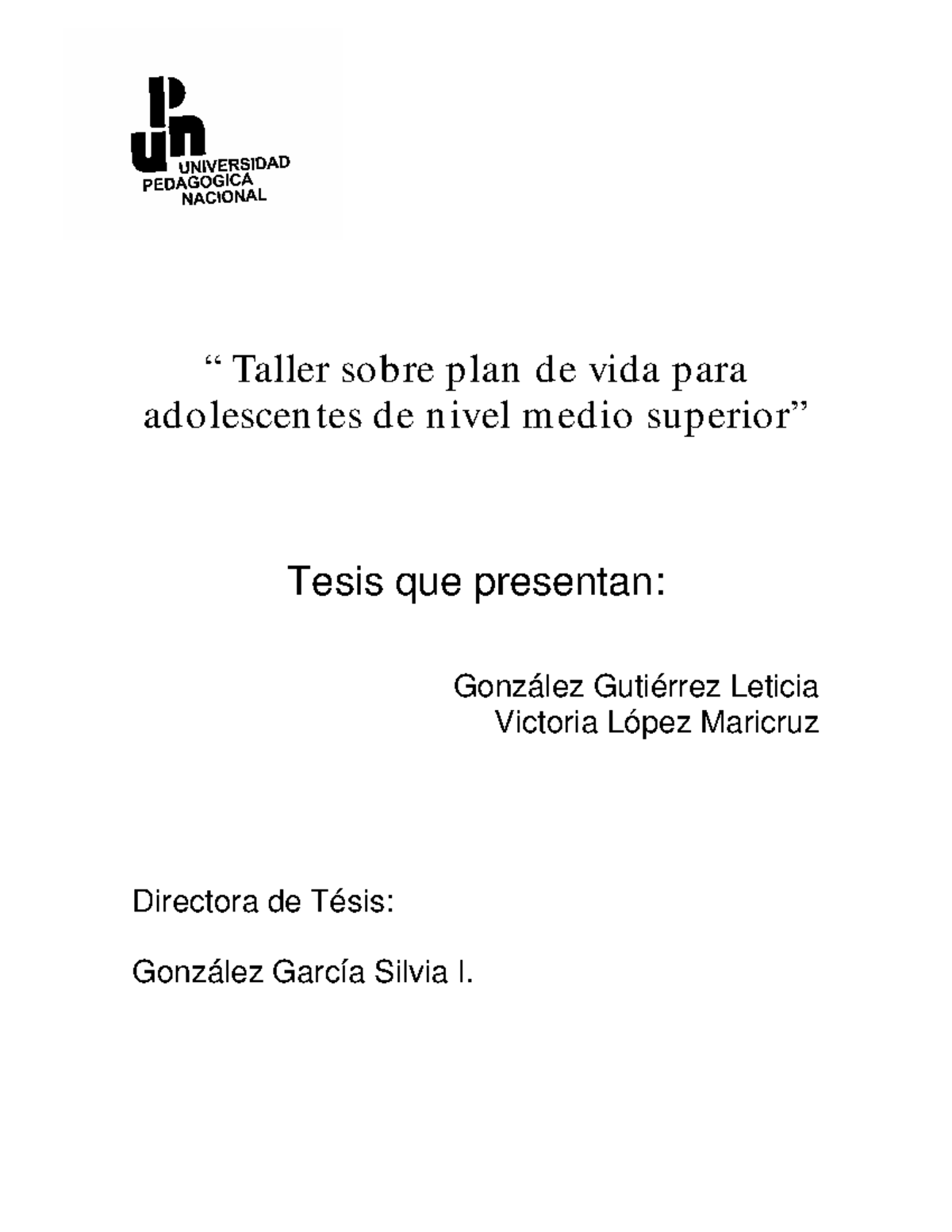 Taller de Plan de Vida para Adolescentes en Nivel Medio Superior - Document Preview