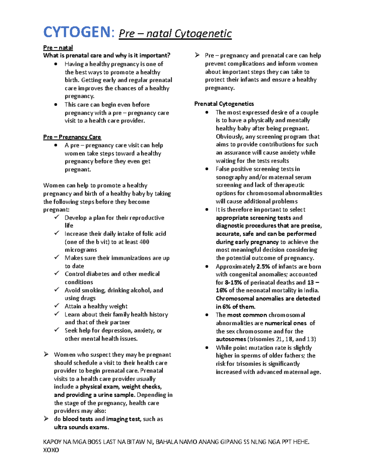 CYTOGEN: Prenatal Cytogenetics - Importance and Diagnostic Approaches ...