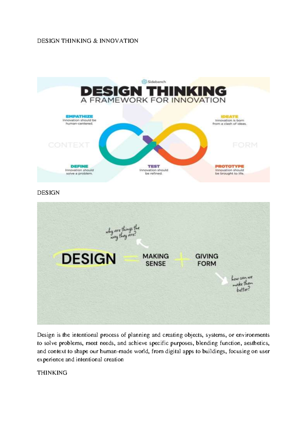 DESIGN THINKING & INNOVATION DESIGN: A Comprehensive Overview - Studocu