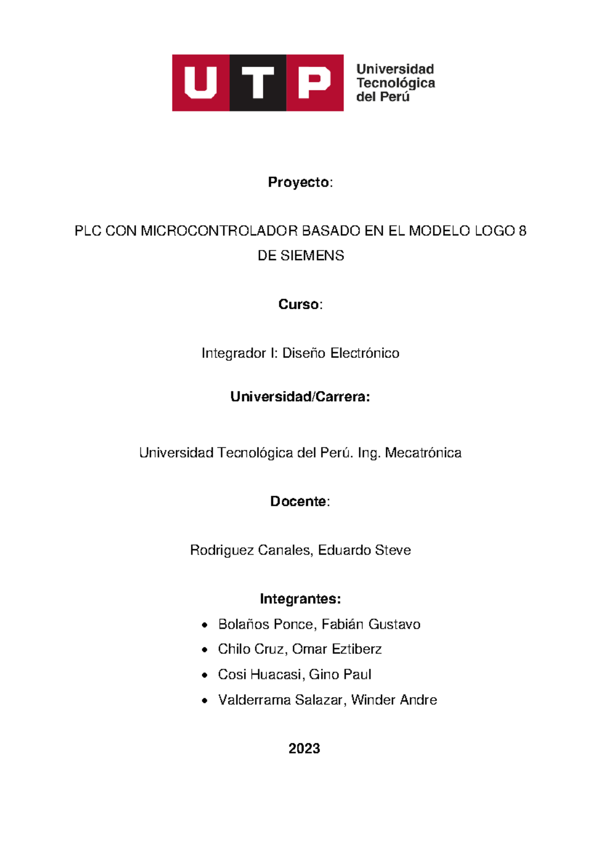 Diseño de un PLC Entrenador con Microcontrolador LOGO 8 - Integrador I - Document Preview