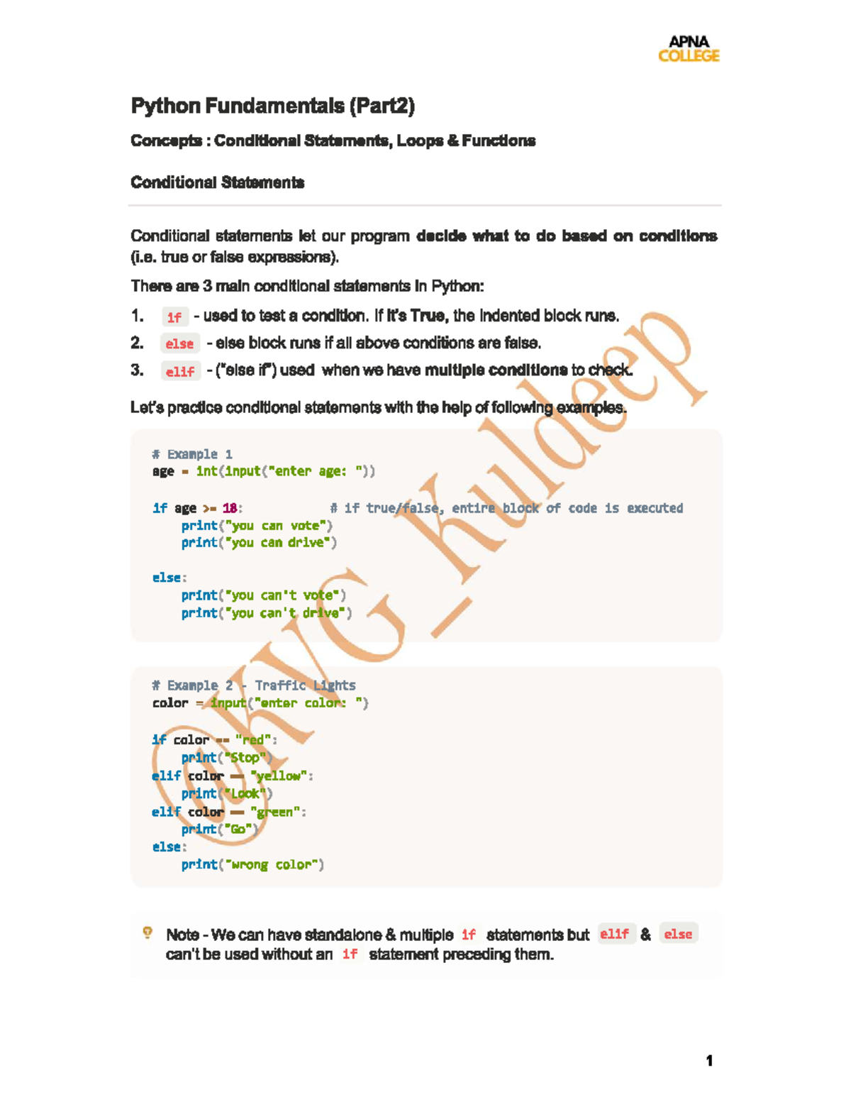 APNA COLLEGE Python Fundamentals (Part 2): Conditionals, Loops ...