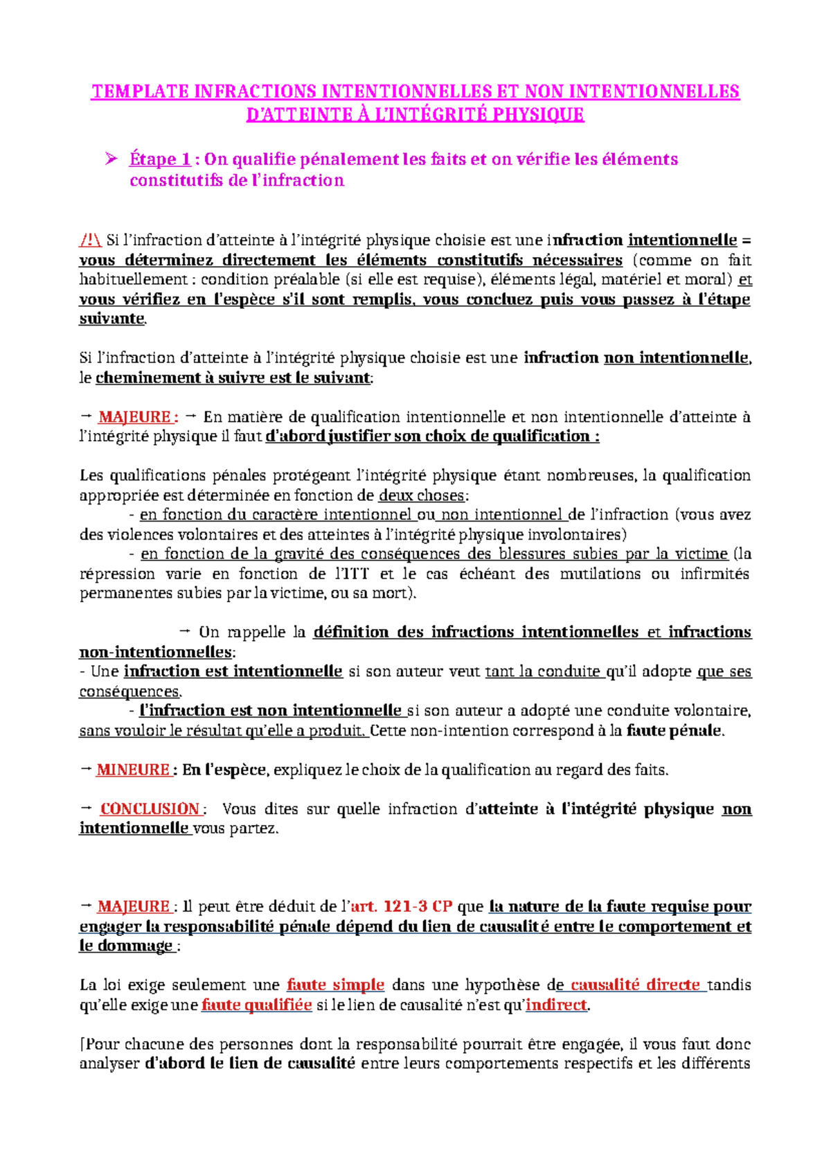 Trame Infractions Intentionnelle ET NON - TEMPLATE INFRACTIONS ...