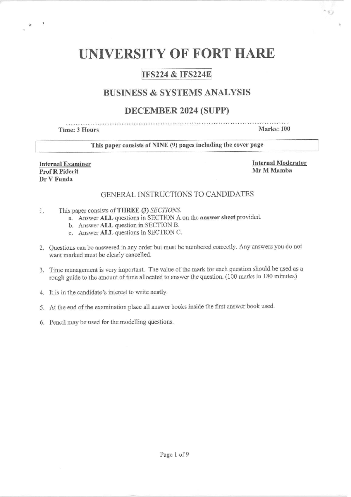 IFS224 Business Systems Analysis Supp Exam Questions - Dec 2024 - Studocu