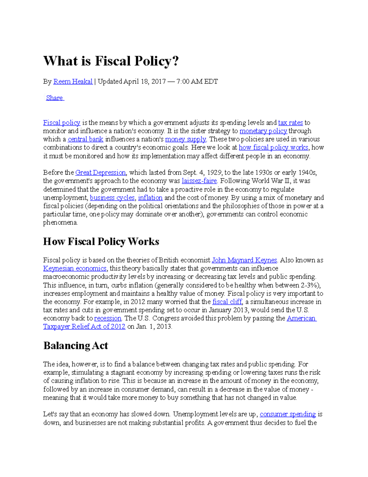 Understanding Fiscal Policy: An In-Depth Analysis - Studocu