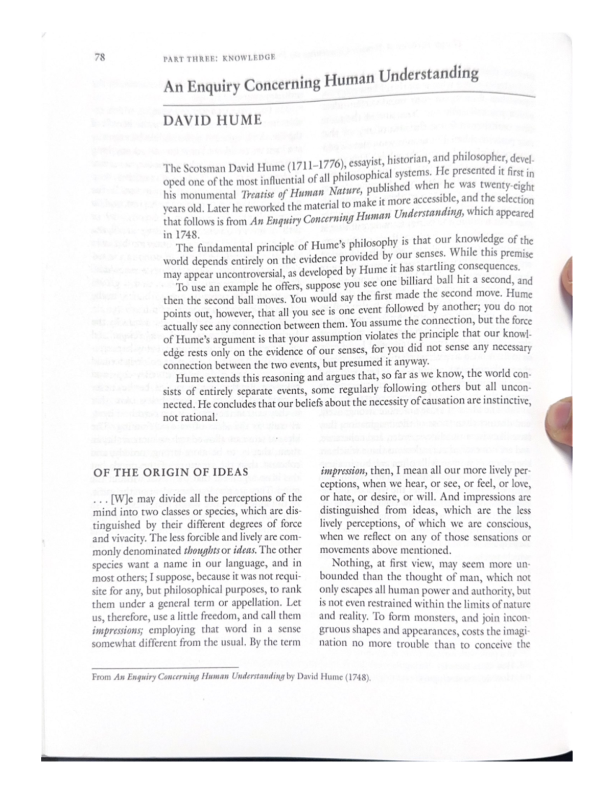 Hume, textbook - 78 PART THREE: KNOWLEDGE An Enquiry Concerning Human ...