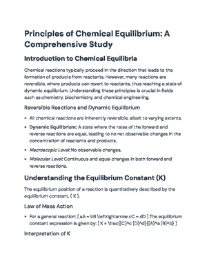 Chemical Equilibrium - Study Notes & Assignments - Studocu