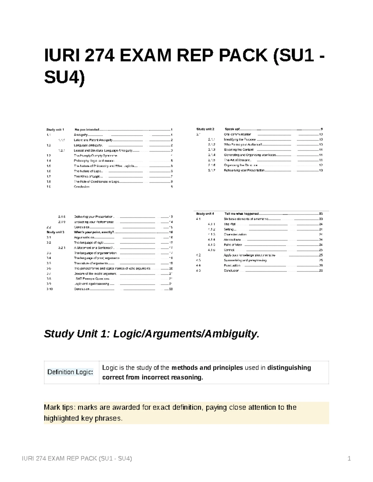 IURI 274 SU 4 - Summary of Language Context II: Narrative Elements ...
