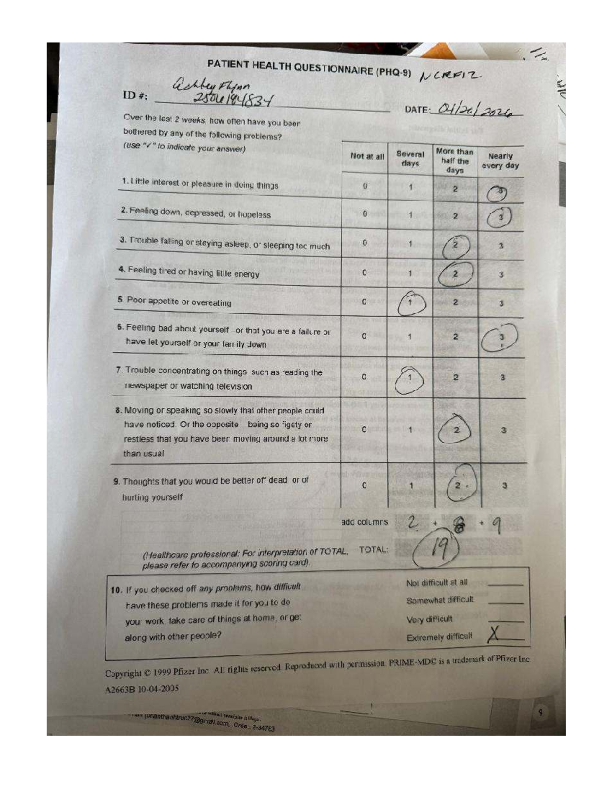 Patient Health Questionnaire (PHQ) - Assessment Scale - Studocu