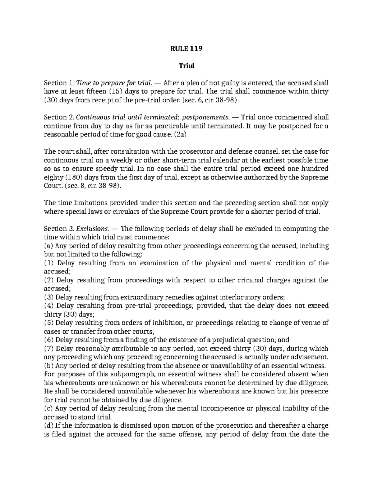 RULE 119-121 Overview and Key Provisions - CLJ 105 - Studocu