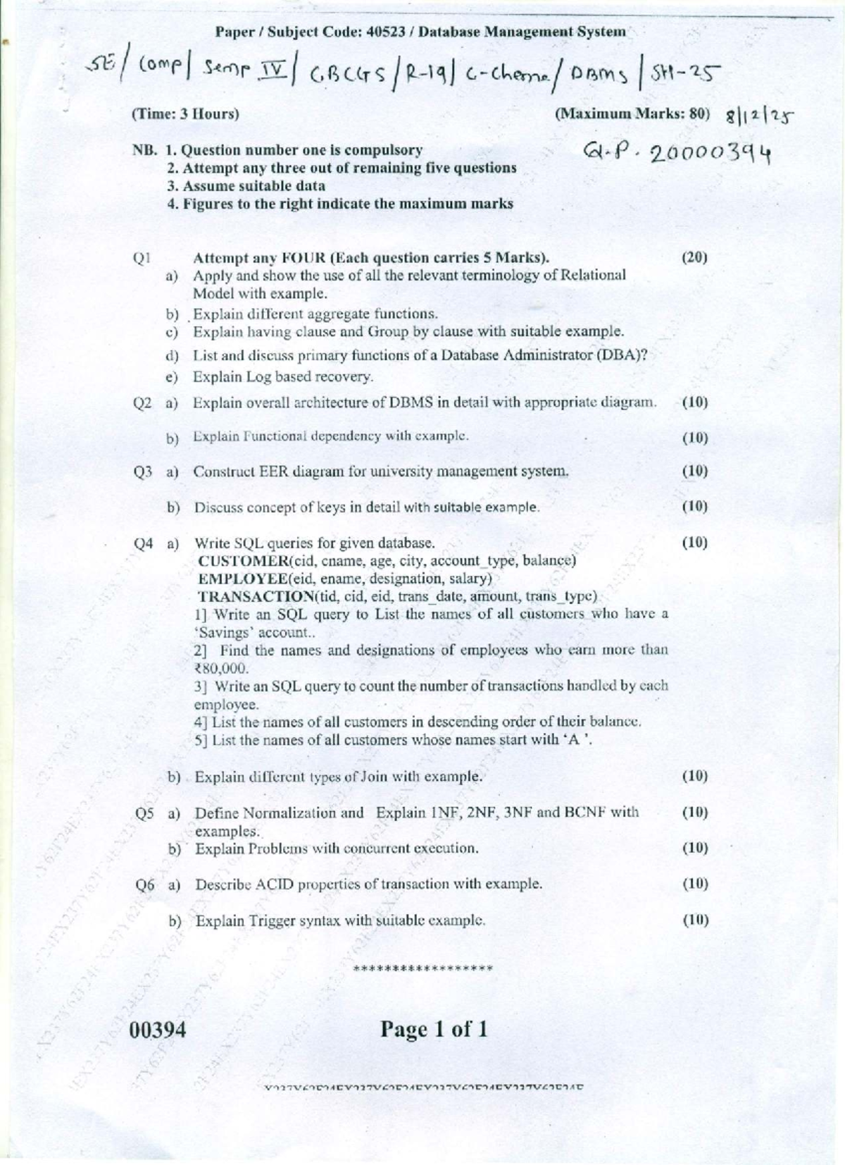 Database Management System (40523) Final Exam Notes - Studocu