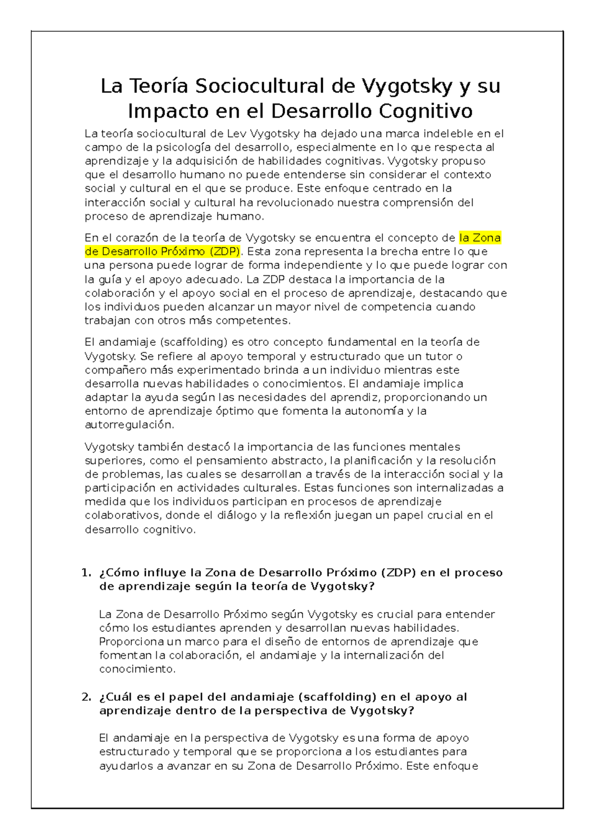 La Teoría Sociocultural de Vygotsky y su Impacto en el Aprendizaje ...