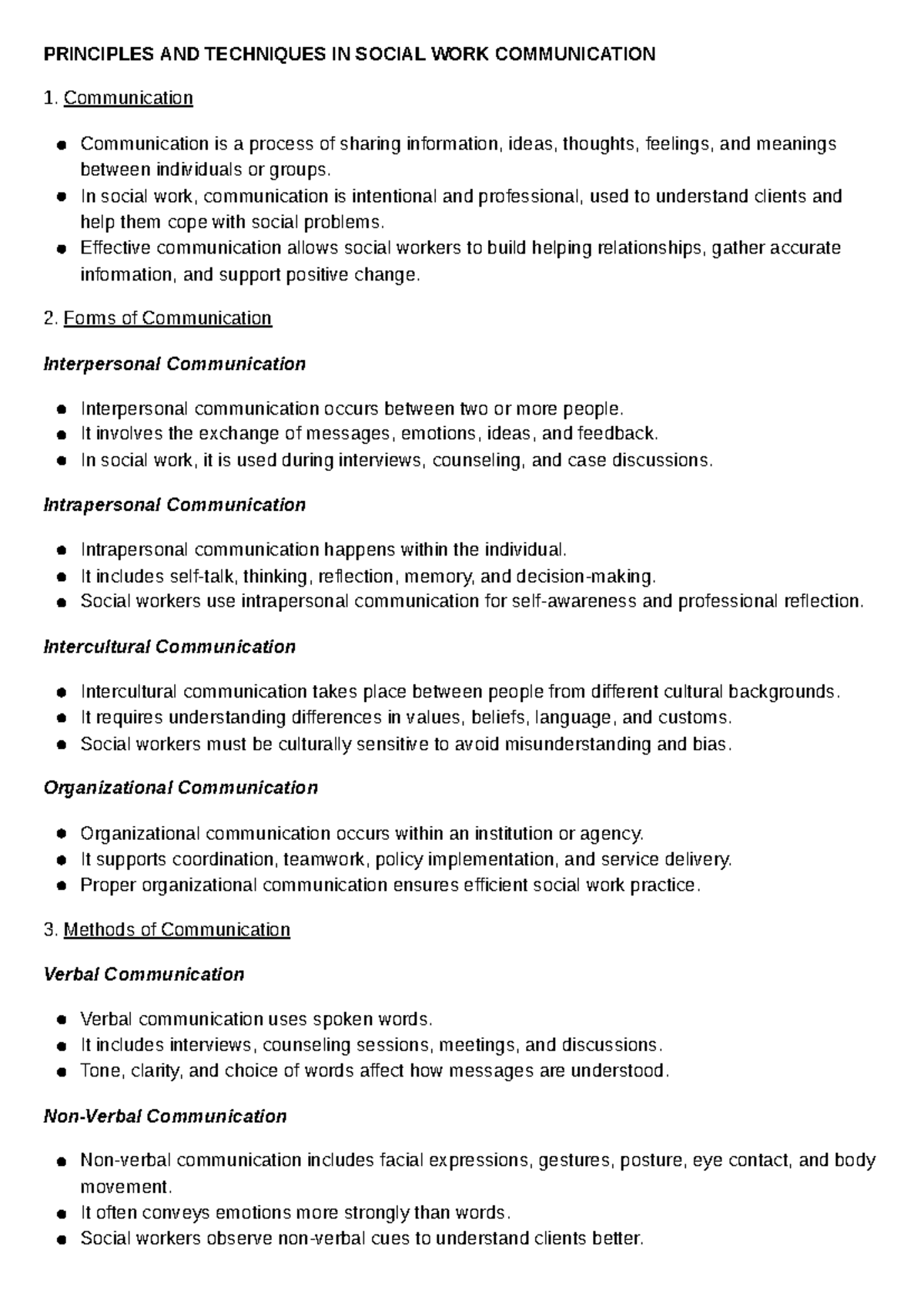 Principles & Techniques in Social Work Communication (20260119) - Studocu