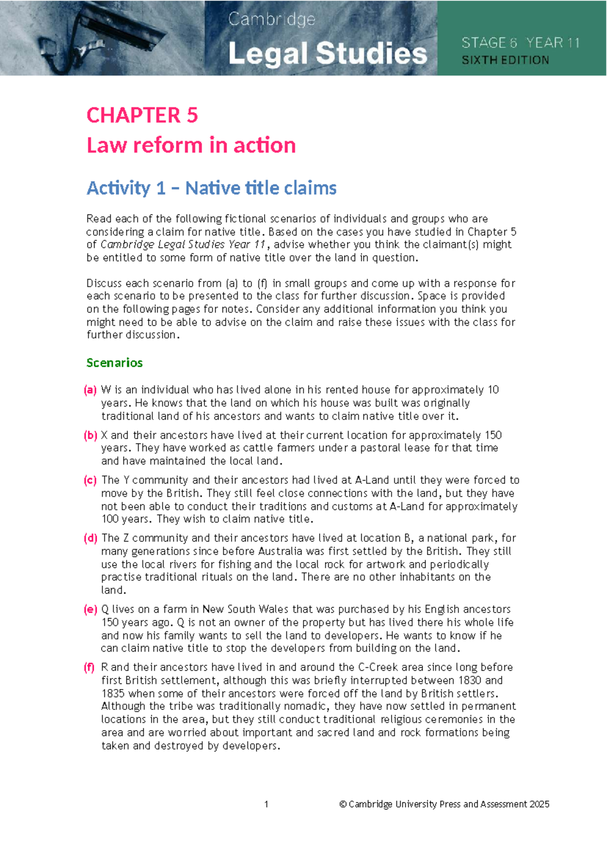 Legal 116ED Chapter 5: Native Title Claims Activity Guide - Studocu
