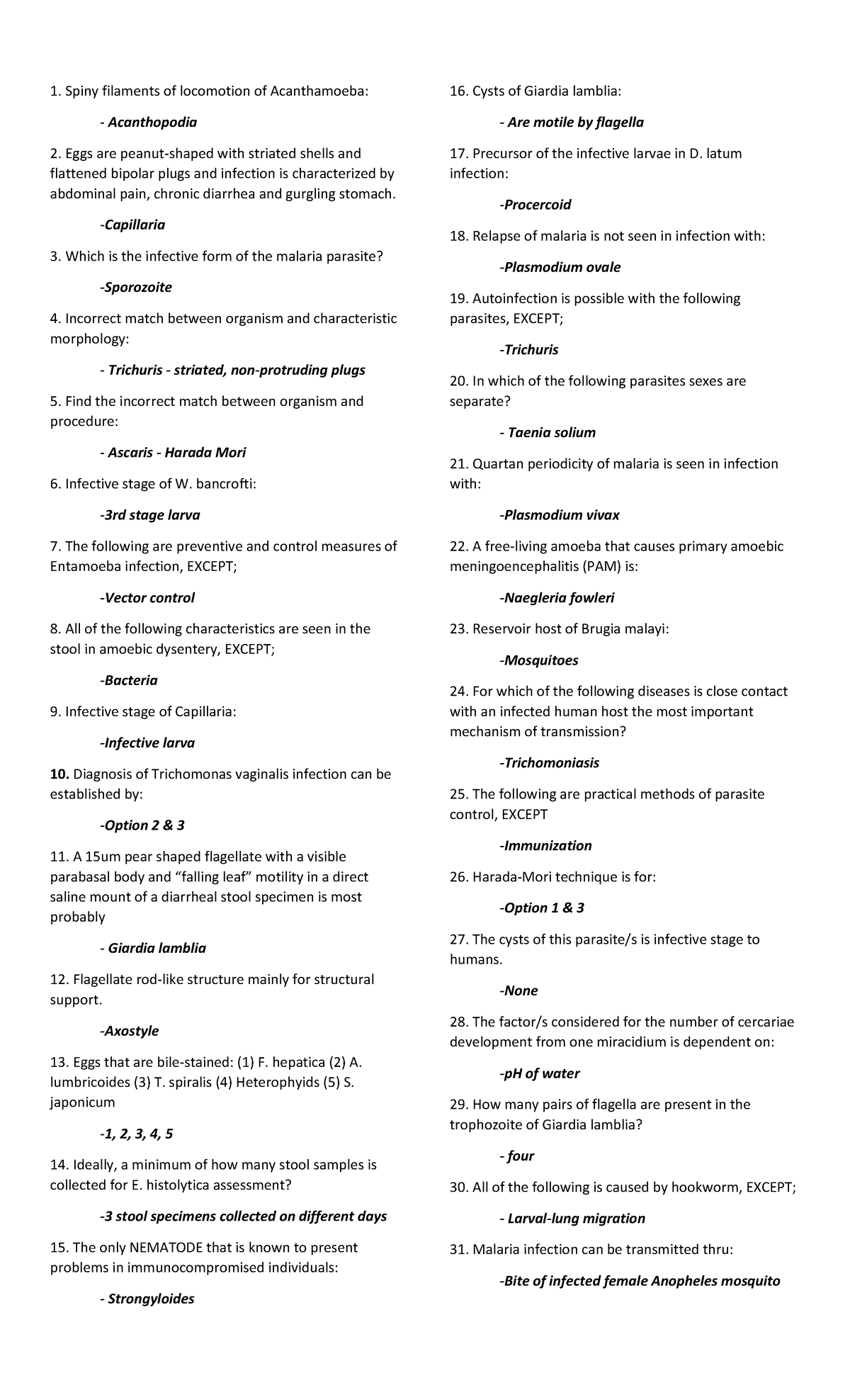 Title: Parasitology Study Notes: Key Concepts & Infections (PARA 101 ...