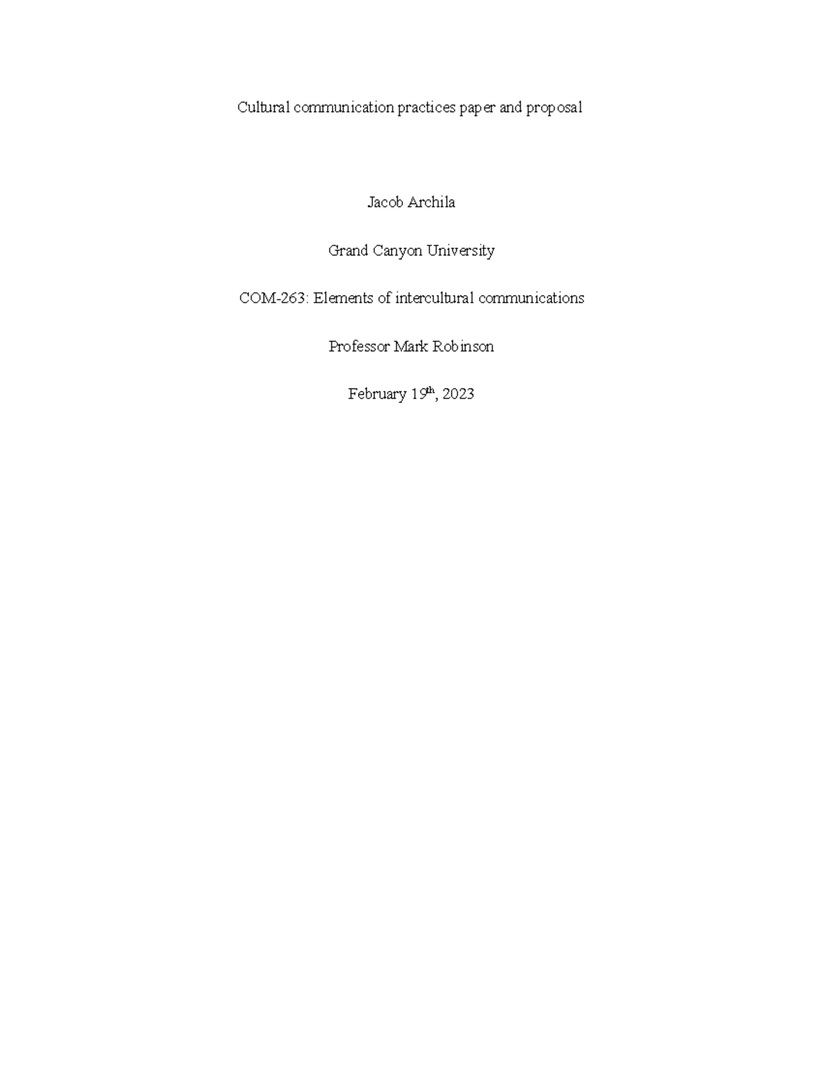 COM-263: Cultural Communication Practices Paper & Proposal on Greece ...