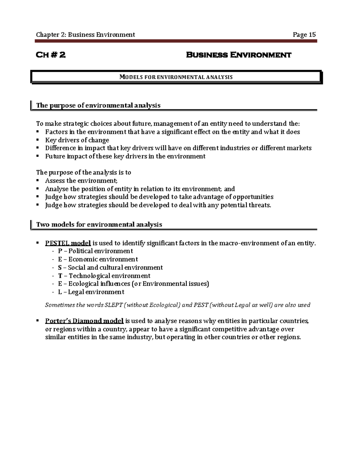 Ch 2 - Environmental Analysis Models and PESTEL Overview - Studocu