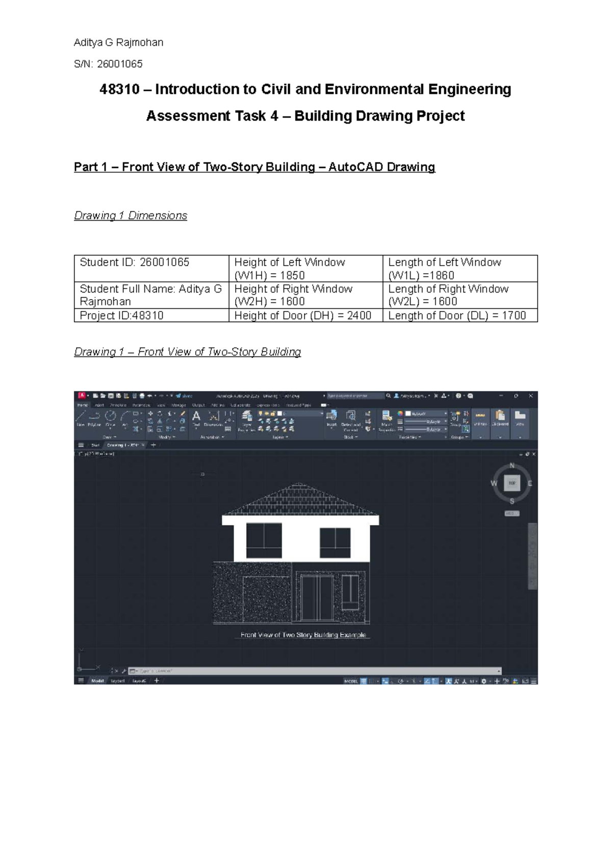 AT4 48310 Civil & Environmental Eng. Building Drawing Report - Studocu