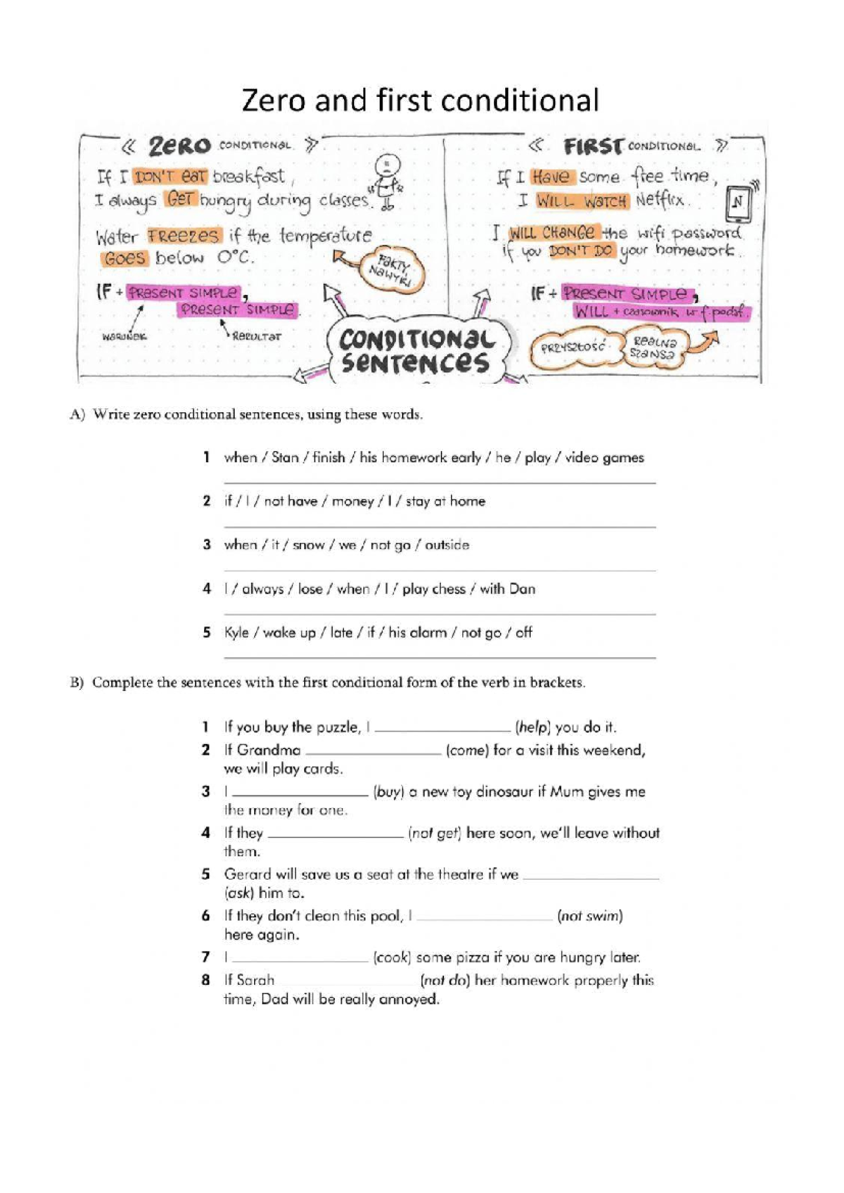 Zero and First Conditional Worksheet 179081 - Studocu