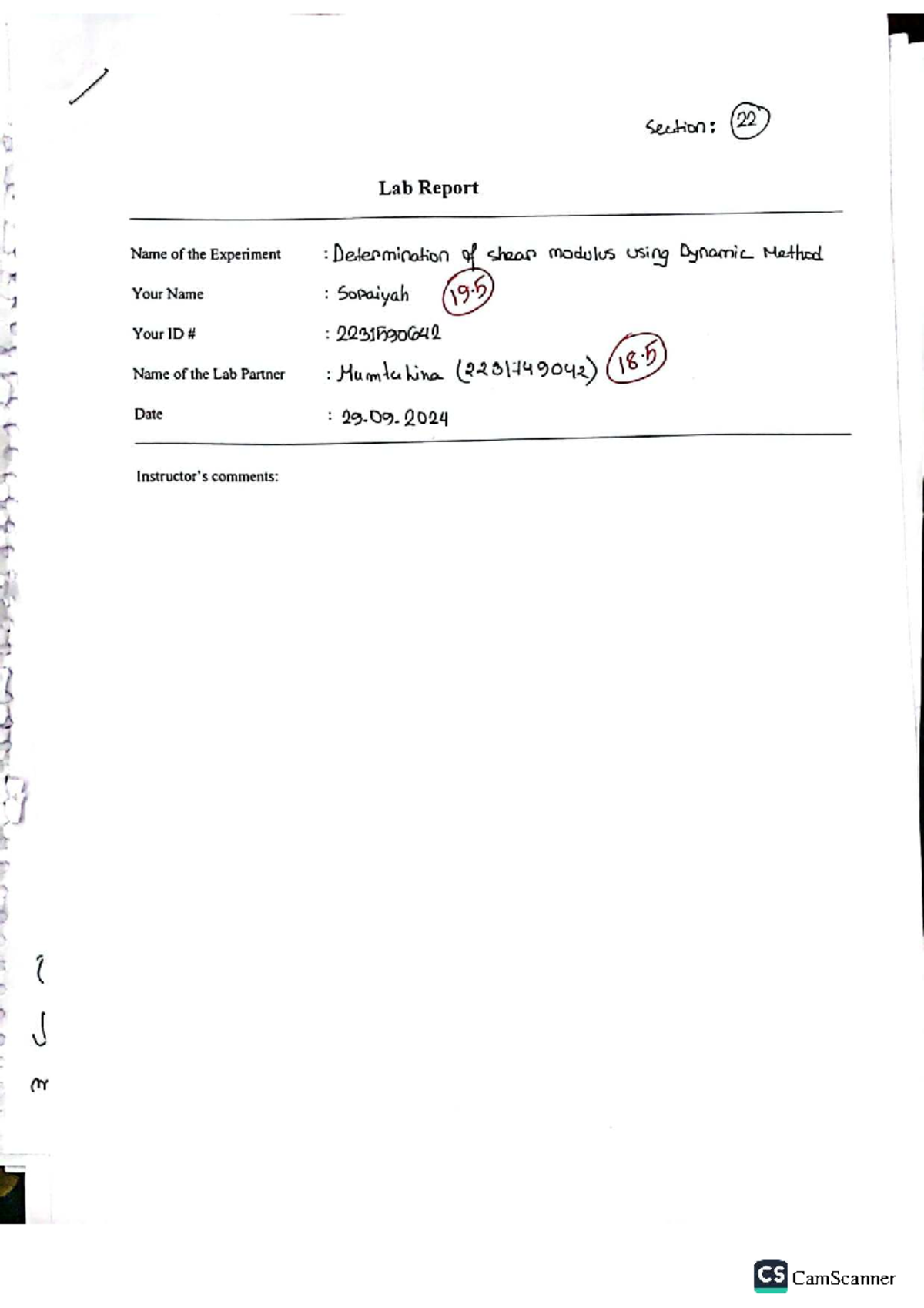PHY107 Lab Report: Shear Modulus Determination via Dynamic Method - Studocu