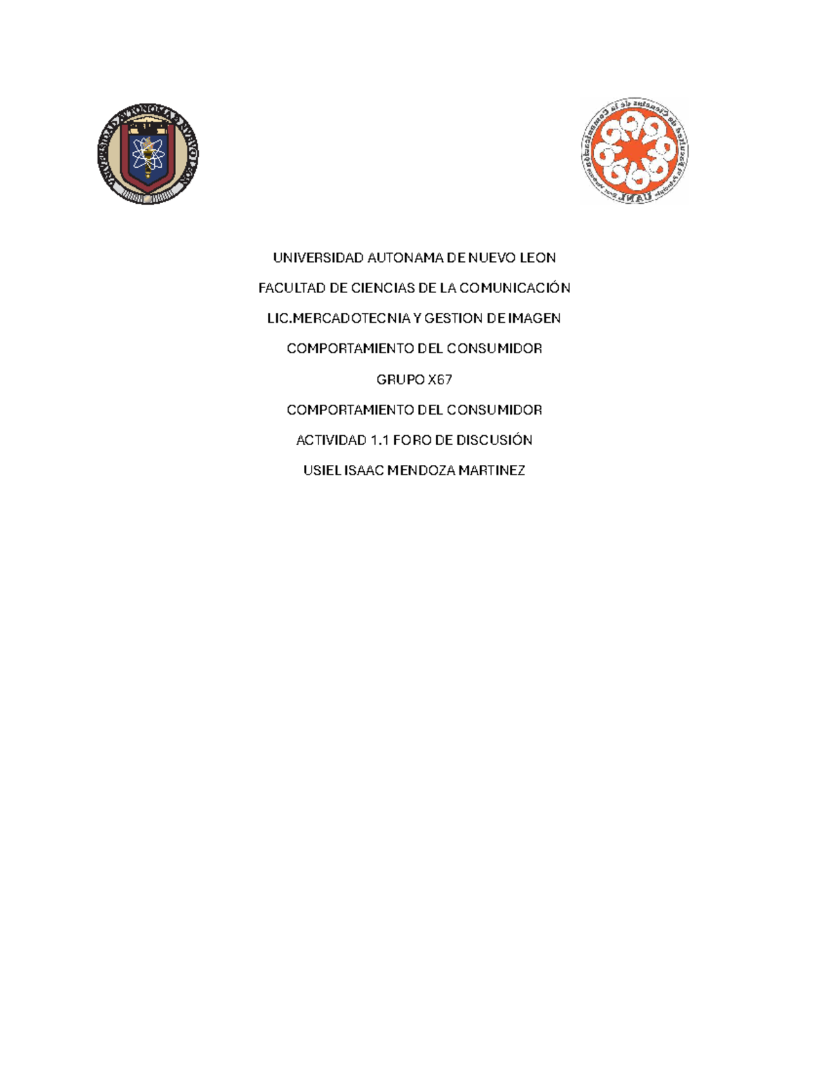 Actividad 1.1 FORO Usiel Mendoza - Comportamiento del consumidor ...