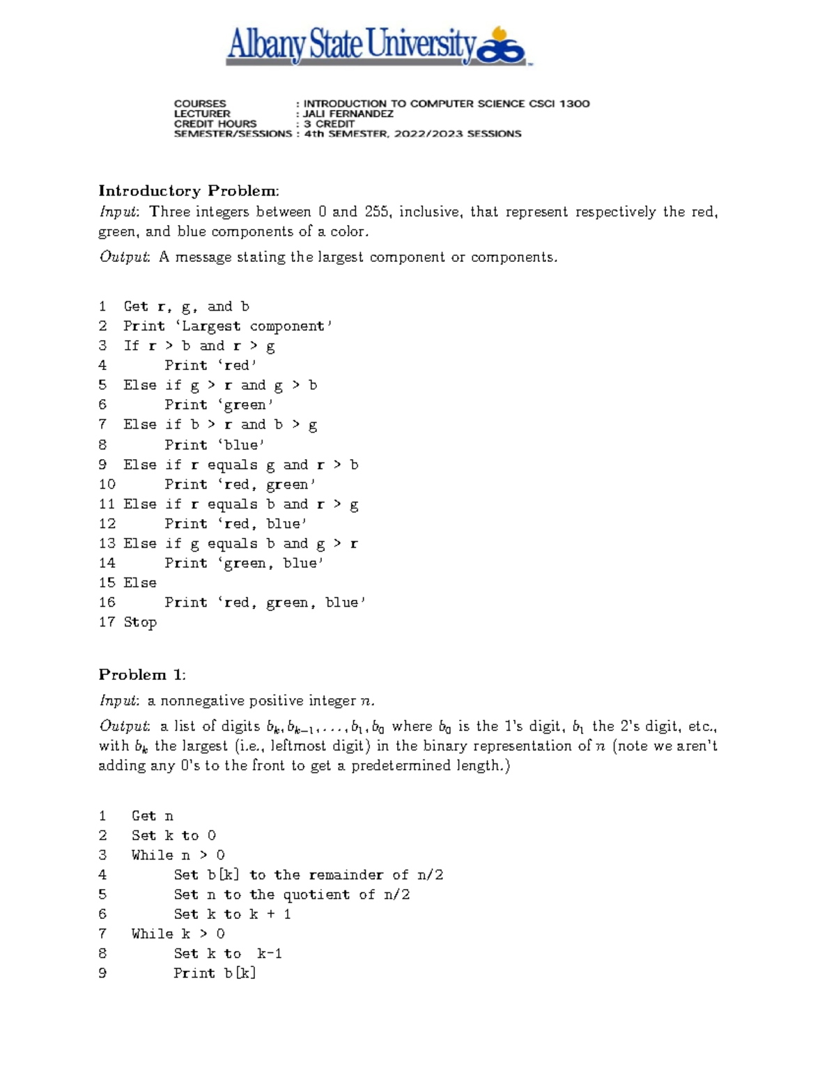 Computer s 20230417 224135-7 - Introductory Problem: Input: Three ...