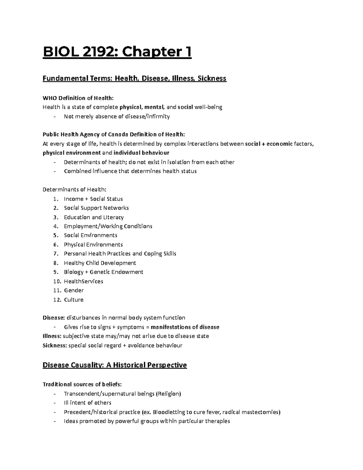 BIOL2192 Chapter 1 - Fundamental Health Concepts and Disease Pathways ...