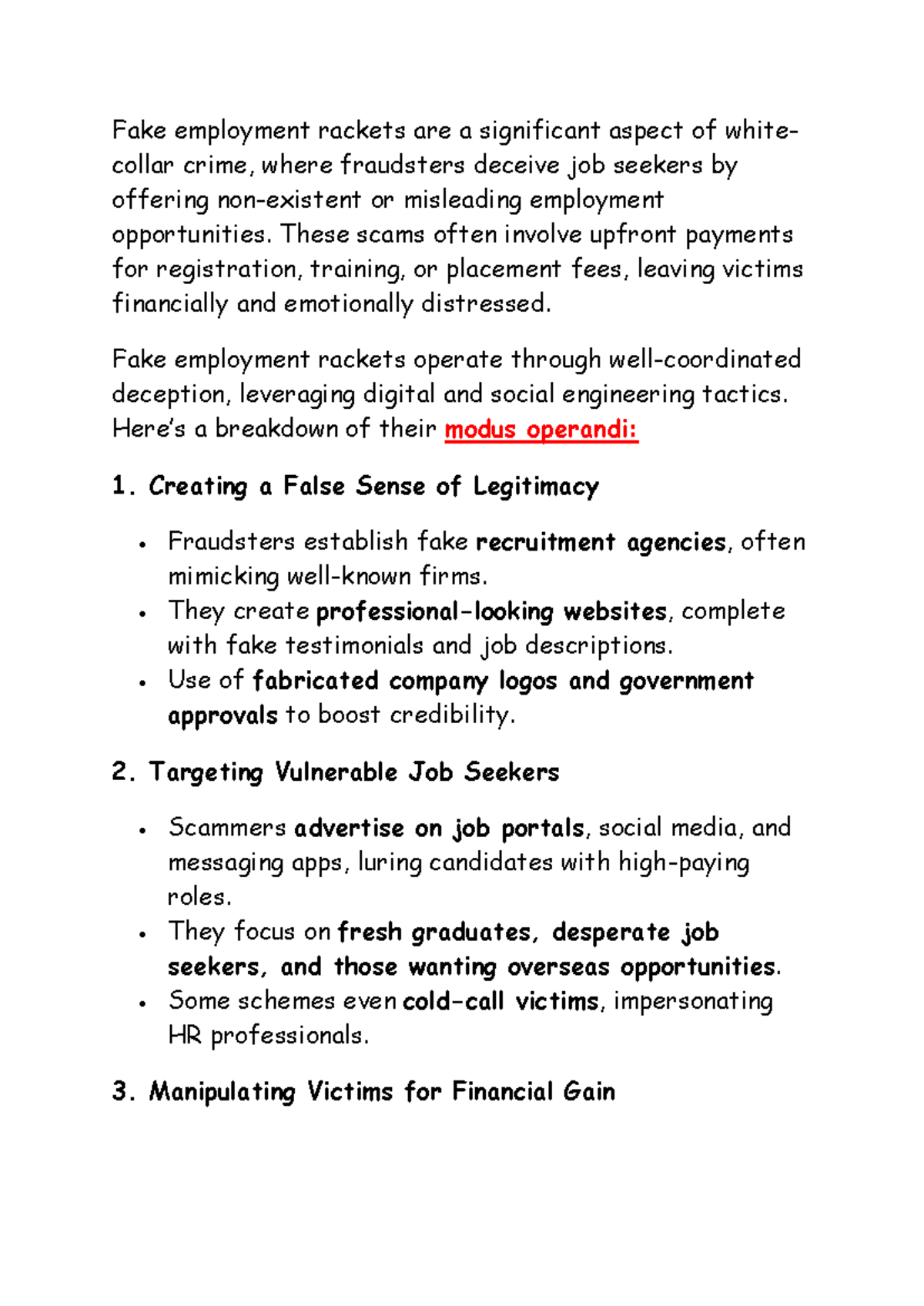 Understanding Fake Employment Rackets: White-Collar Crime Insights ...