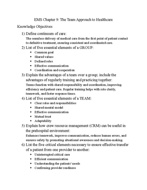Chapter 1: Emergency Medical Services (EMS) Systems Overview and ...