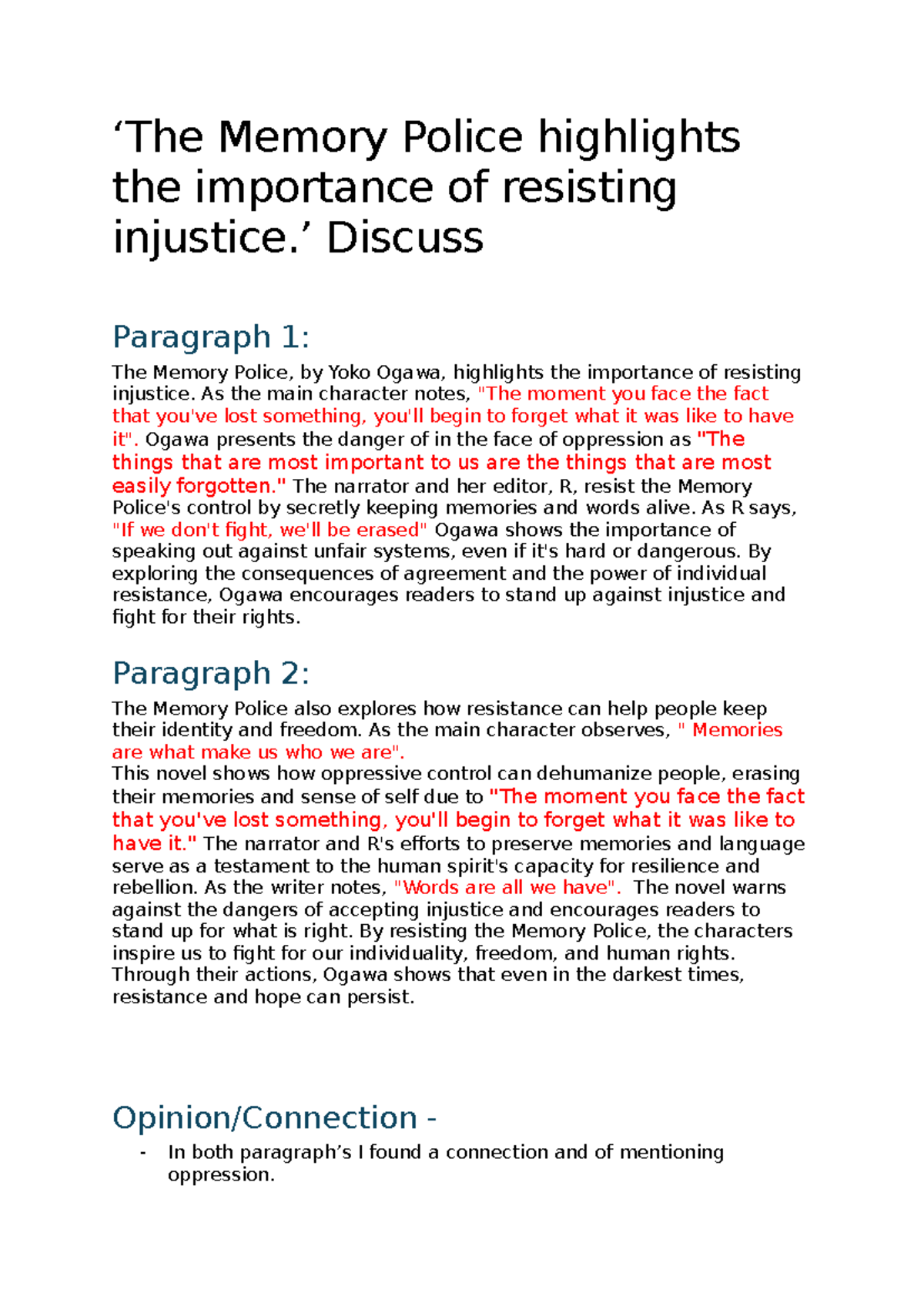 ENG 202: The Power of Resistance Against Injustice in The Memory Police ...