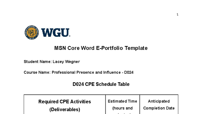 CPE Report D024: Professional Presence & Influence by Lacey Wegner ...