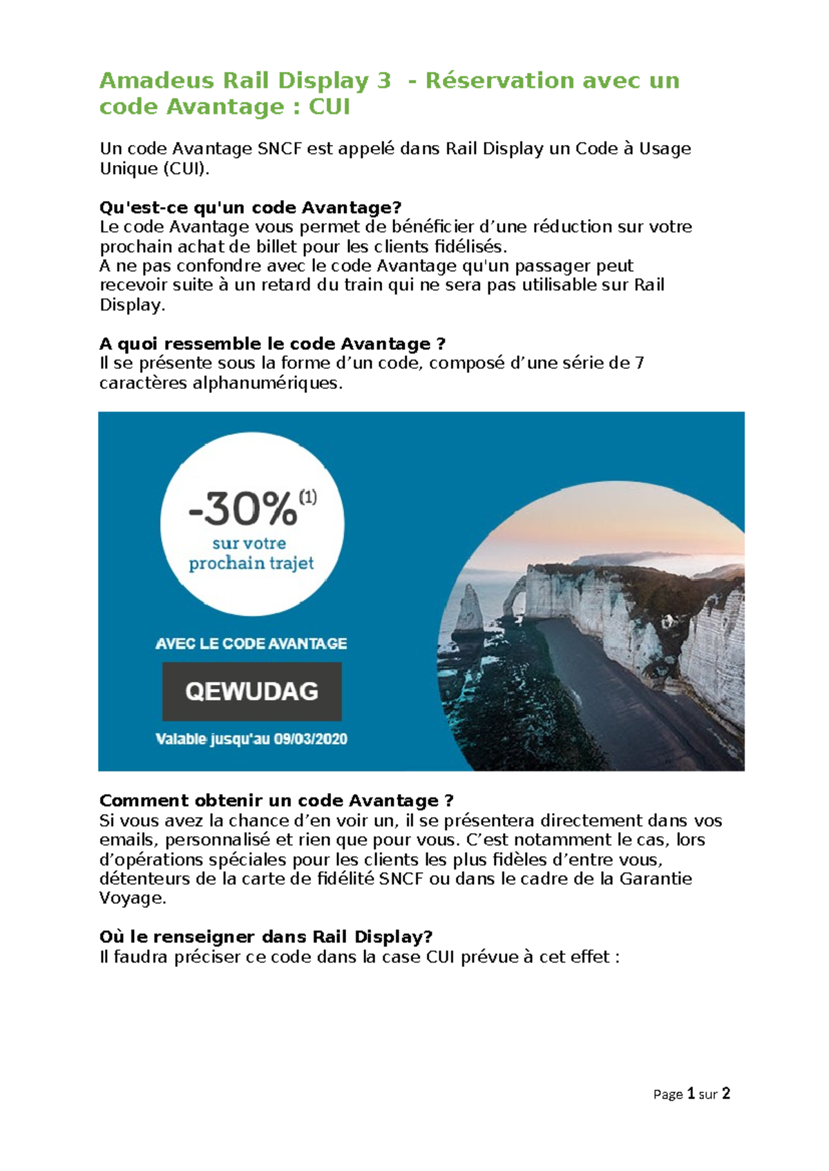 Rail Display 3 RESA AVEC CODE Avantage - Amadeus Rail Display 3 ...