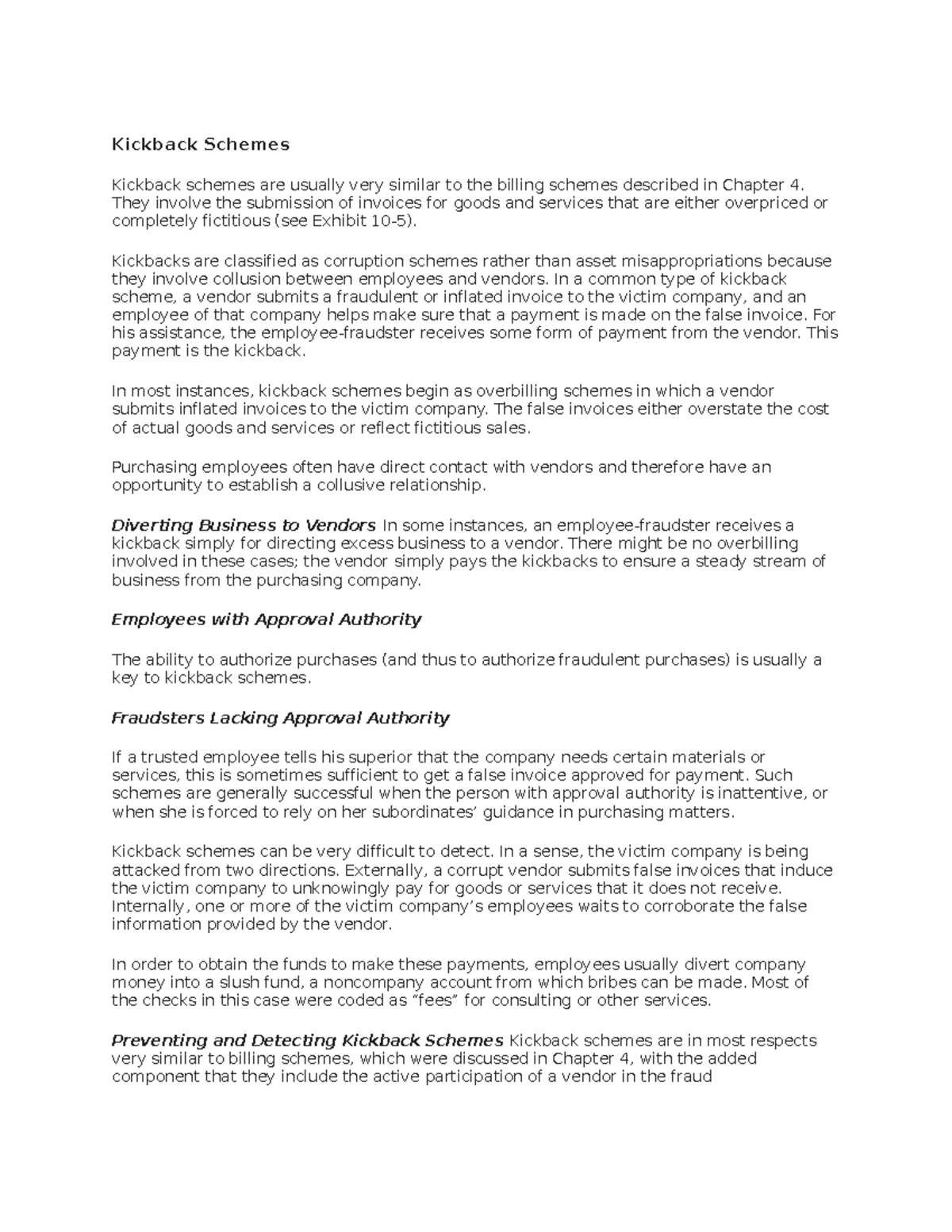 Kickback Schemes - Midterm Notes on Corruption & Preventive Measures ...