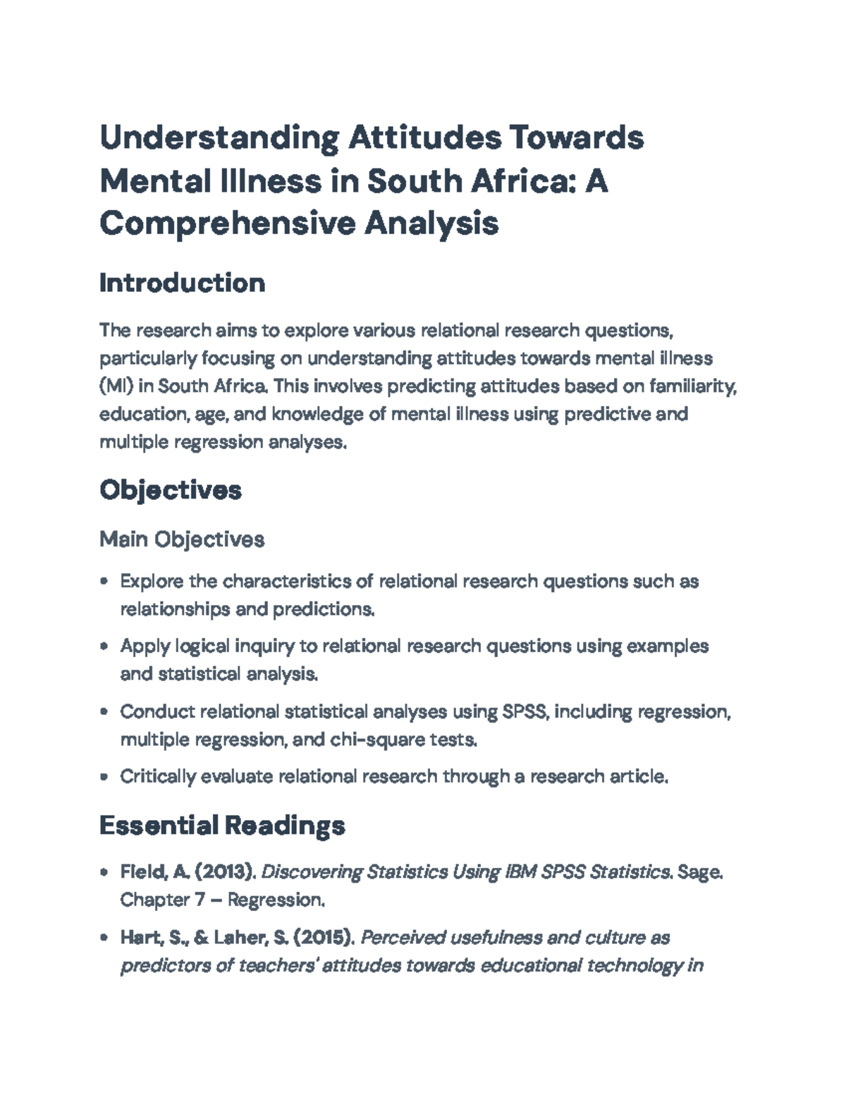 Understanding Attitudes Toward Mental Illness in South Africa: Analysis ...