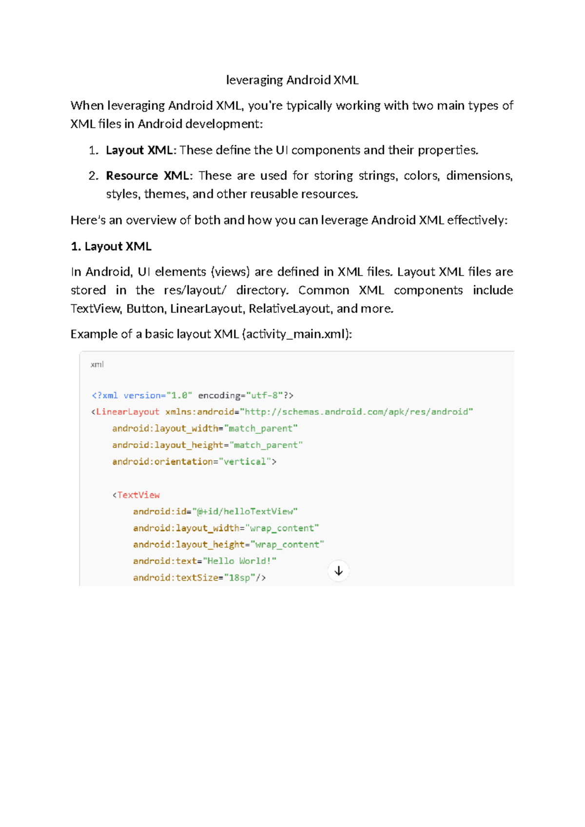 Leveraging Android XML: Layout & Resource Files Overview - Studocu
